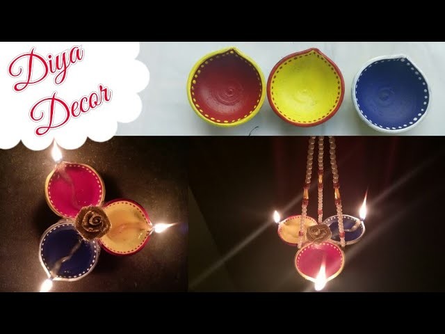 DIY Diya Stand.Hanging diyastand.Easy way to decorate plain diya.how to paint diya.Diwali decor idea