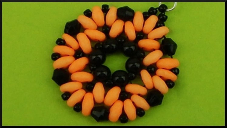 DIY Halloween Party | Perlen Anhänger Schmuck | Beaded black and orange pendant | Beadwork