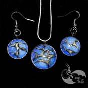 Elven Ice, earring set, blue gold jewelry, dangle earrings, Handmade wearable art, valentine gifts for her, womans necklaces, unique jewelry