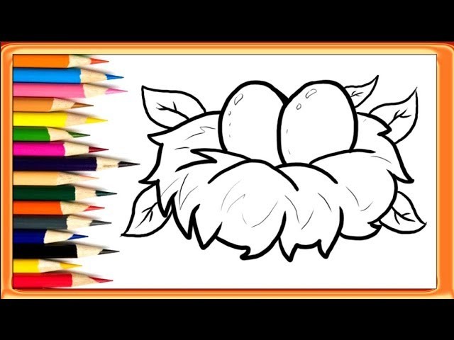 How to Draw a Nest and Eggs Easy Drawing For Kids | YZArts