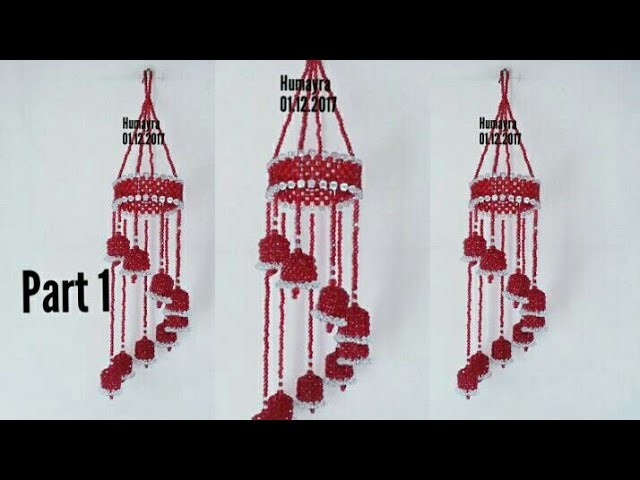 How to make beaded wind chime. Doorbell. Wall Hanging. পুতির ডোরবেল.Crystal Jhumar. part 1