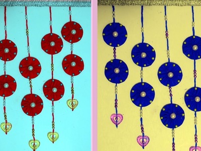 How to make decorative wall hangings with paper and waste cloth - Handmade wall hanging ideas