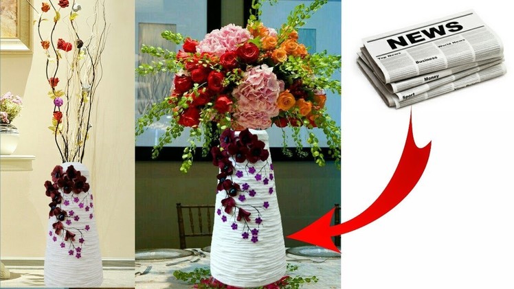 How to make flower vase with newspaper | newspaper flower pot | flower vase making | easy craft idea