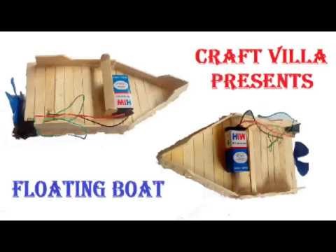 How to Make Power floating Boat from Popsicle or Ice Cream Sticks by Craft Villa