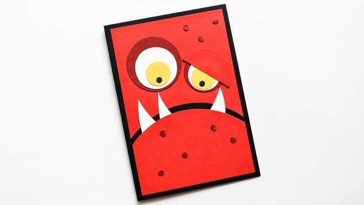 How to make : Simple Card with a Halloween Monster | Kartka z Potworkiem - Mishellka #261 DIY