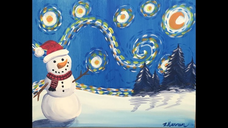 How To Paint Snowman Starry Night