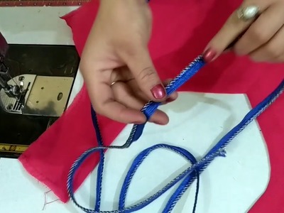 Neck cutting and stitching step by step - How to attach piping.lace on neck