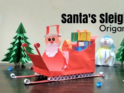 Origami Santa's Sleigh, How to make a Santa Sleigh, Santa's Sleigh for Dolls, Santa's sleigh Craft