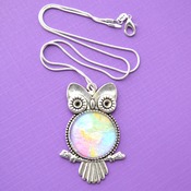 Owl Pendant, Valentines day gift idea, heart jewelry, love necklace, neck candy, handmade wearable art, pastel jewelry,  gift ideas for her