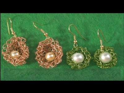 Pendientes tejidos con alambre. wire crochet earrings