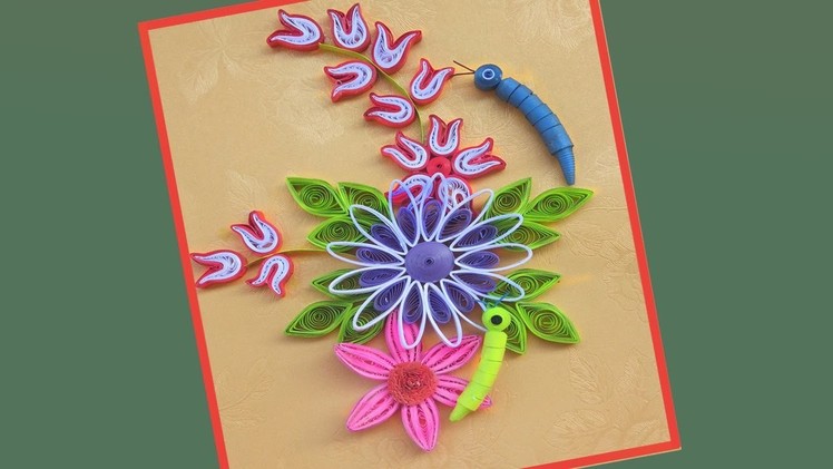 Quill Paper | How to make Beautiful Flower Design Greeting Card | Paper Quilling Art