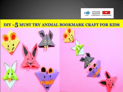 5 MUST TRY ANIMALS Bookmark Corner CRAFTS | DIY |Easy Paper Monster  Bookmarks|Origami Bookmarks|
