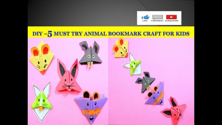 5 MUST TRY ANIMALS Bookmark Corner CRAFTS | DIY |Easy Paper Monster  Bookmarks|Origami Bookmarks|