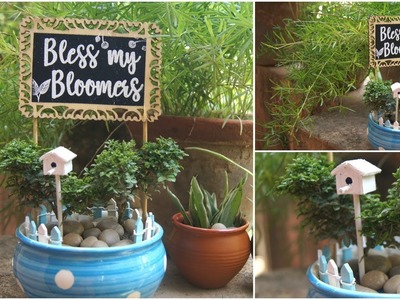 DIY Easy & Simple Miniature Garden | How to make a Miniature Bird House | Han-D-made by Debadrita