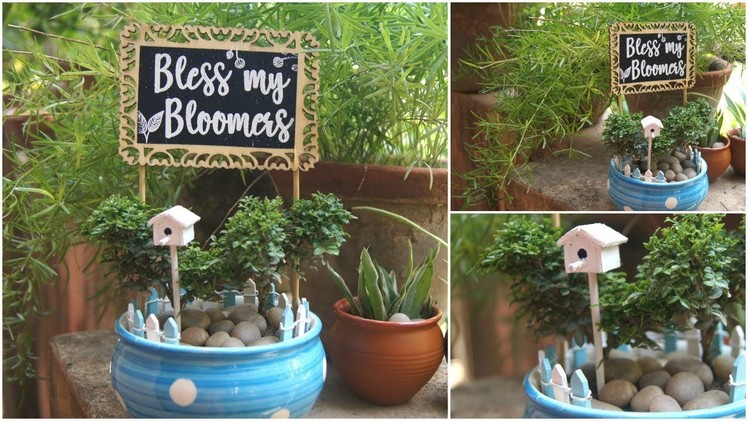 DIY Easy & Simple Miniature Garden | How to make a Miniature Bird House | Han-D-made by Debadrita