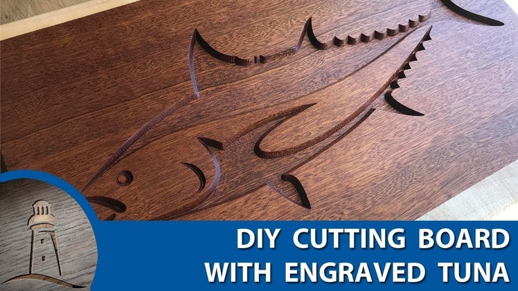 DIY Tuna Engraved Sapele and Maple Cutting Board