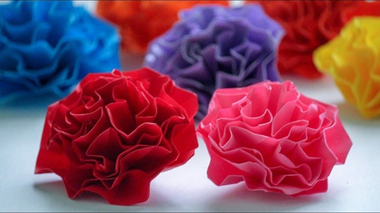 Easy paper flowers, Easy way of making paper carnation flower. Paper flowers by KovaiCraft