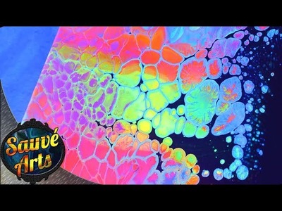 Fluid Acrylic Painting - Paper Towel Swipe With Fluorescent Paints, Easy Way To Swipe Fluid Paints!