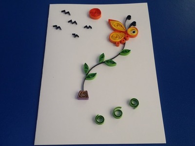 How to make 3d Greeting Quilling Card - DIY Paper Crafts - Birthday Gift Card Ideas # 68