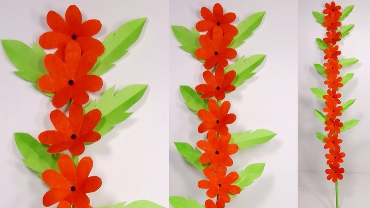 How to Make Beautiful Paper Stick Flower for Wall Decoration !! Jarine's Crafty Creation