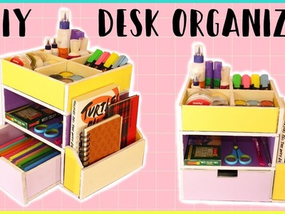 How to make CARDBOARD DESK ORGANIZER - with templates | DIY Storage Organizer