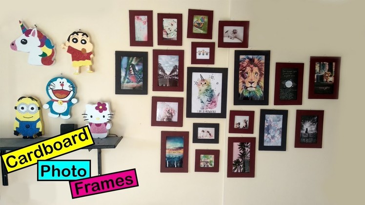 How to make cardboard photo frames at home| DIY picture frame using cardboard| Sneha's Craft