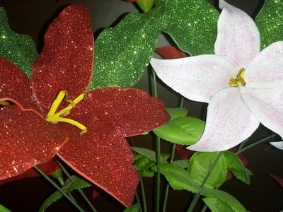 HOW TO MAKE LILY FLOWER WITH GLITTER FOAM SHEET.HOW TO MAKE LILY FLOWERS FROM FOAM SHEET.DIY LILY