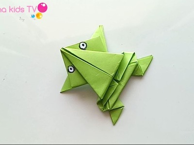 How to make Origami jumping Frog. paper frog