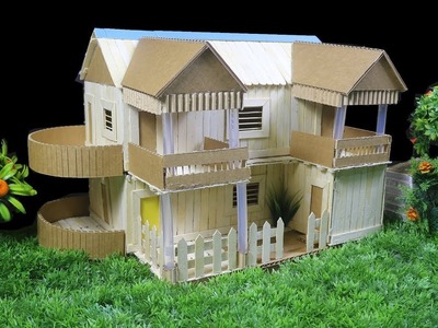 How to Make Popsicle Stick House with Pond & Garden