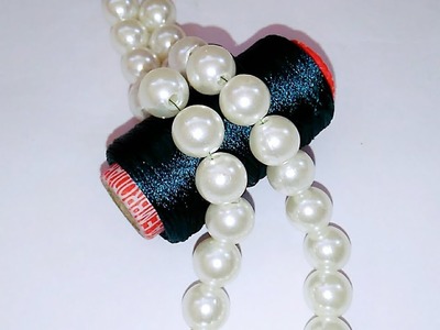 How To Make Silk thread Pearl Necklace.Braid Necklace At Home. !