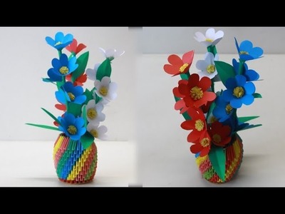 Make Room Decor Paper Flower Sticks Origami - Step By Step Tutorial