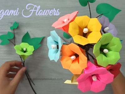 Origami flower - How to make paper flower bouquet, Origami flower tutorial