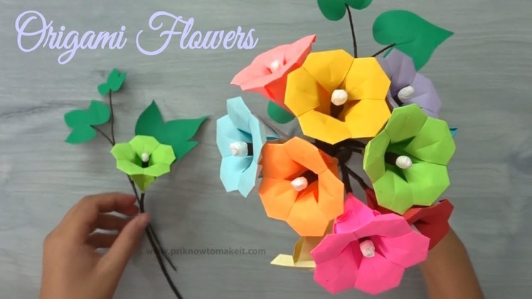 Origami flower - How to make paper flower bouquet, Origami flower tutorial