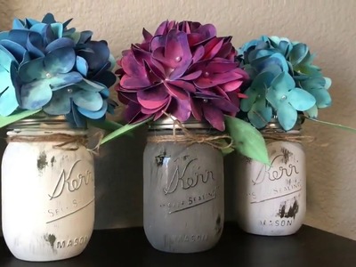 Paper Hydrangea Bouquets in Mason Jars - Silhouette Cameo, Cricut Explore, Brother Scan and Cut