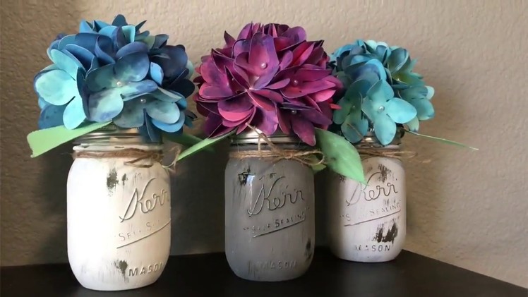 Paper Hydrangea Bouquets in Mason Jars - Silhouette Cameo, Cricut Explore, Brother Scan and Cut