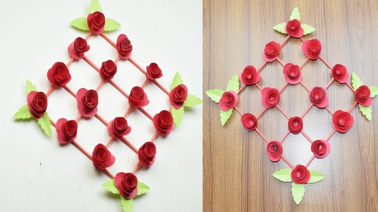 Paper Rose Wall Hanging 1 - DIY Hanging Flower - Wall Decoration Ideas