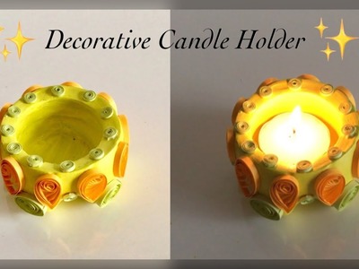Cement Candle Holder. Paper Quilling Decorative Diya. DIY. Concrete Candle Holder | Priti Sharma