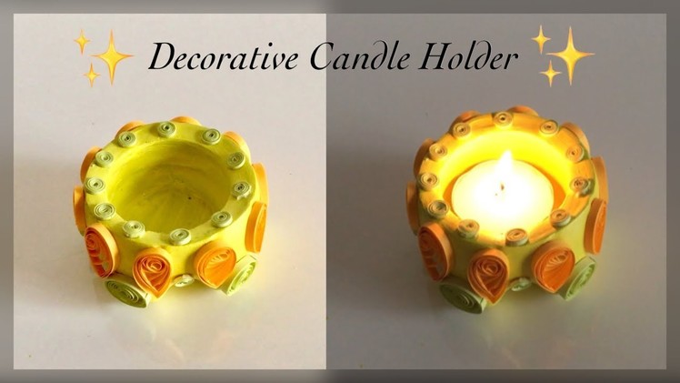 Cement Candle Holder. Paper Quilling Decorative Diya. DIY. Concrete Candle Holder | Priti Sharma
