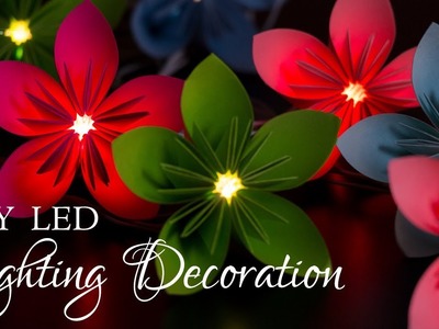 Diwali Lighting Decoration | LED string light decor using paper flowers
