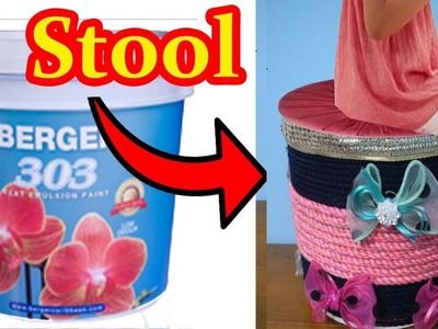 DIY Creative ways to reuse - How to make sitting stool from reusing waste paint bucket