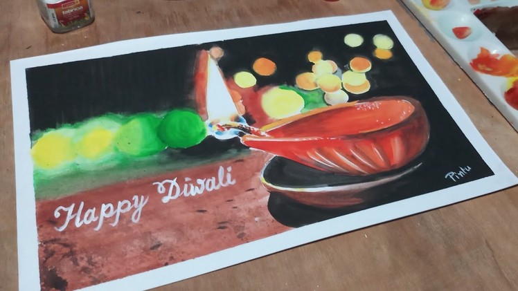 DIY Diwali Greetings Card Drawing ideas | How to paint Diwali Greetings | Happy Diwali 2017