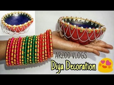 DIY | How to make diya decor at home .  Diwali decoration | ARZOO VLOGS