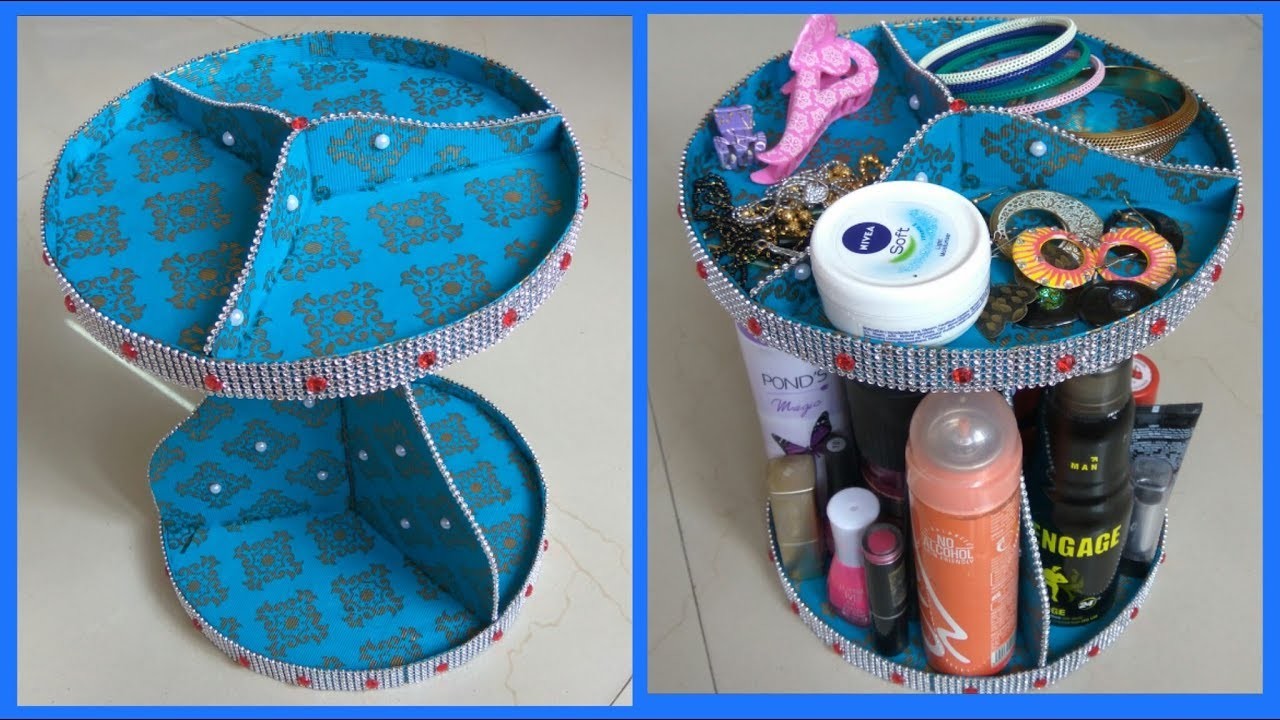 DIY, How to make Dressing Table organiser, Makeup organiser, Best out