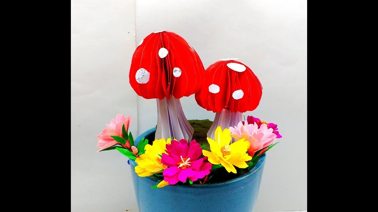 Diy How to make Easy 3D Paper Mushrooms