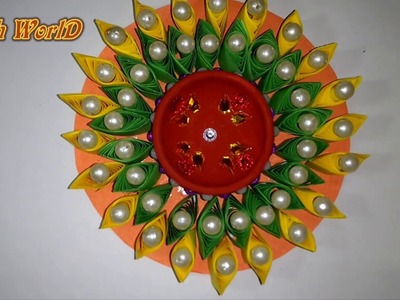 Happy Diwali Homemade Diya. Candle stand with paper and CD.DVD, DIY Diwali decor ideas