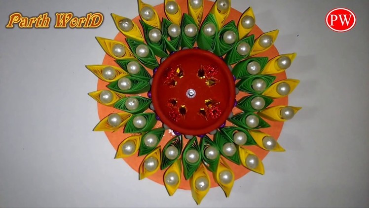 Happy Diwali Homemade Diya. Candle stand with paper and CD.DVD, DIY Diwali decor ideas