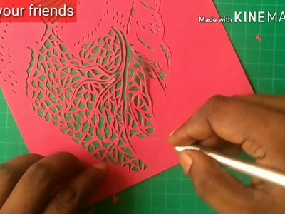 Heart! Drawing heart by knife pen on colour paper! Paper cutting art by Radhapada! Rainbow Art