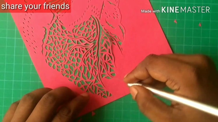 Heart! Drawing heart by knife pen on colour paper! Paper cutting art by Radhapada! Rainbow Art