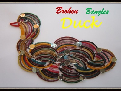 HM Duck with broken bangles || How to make Duck painting with broken bangles