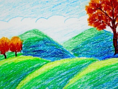 How to draw Scenery of Mountain, draw for beginners, draw for kids, for children, drawing